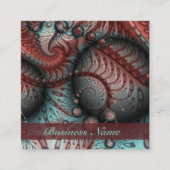 Abstracte Vivid Fantasy Fractal Art Bruin Blauw Vierkante Visitekaartje (Voorkant)