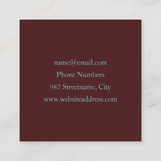 Abstracte Vivid Fantasy Fractal Art Bruin Blauw Vierkante Visitekaartje (Achterkant)