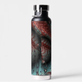 Abstracte Vivid Fantasy Fractal Art Bruin Blauw Waterfles (Rechts)