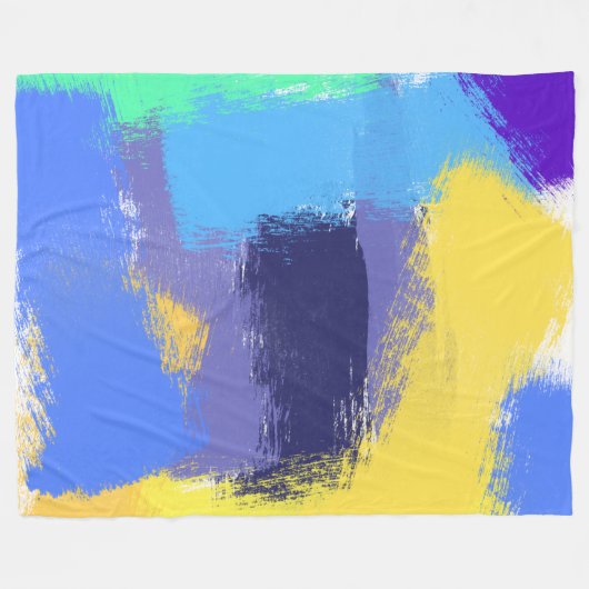 Abstracte vivid-penseelstreken fleece deken (Voorkant (Horizontaal))