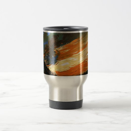  Abstracte vlag op Fire Aluminium Travel Mug Reisbeker (Center)