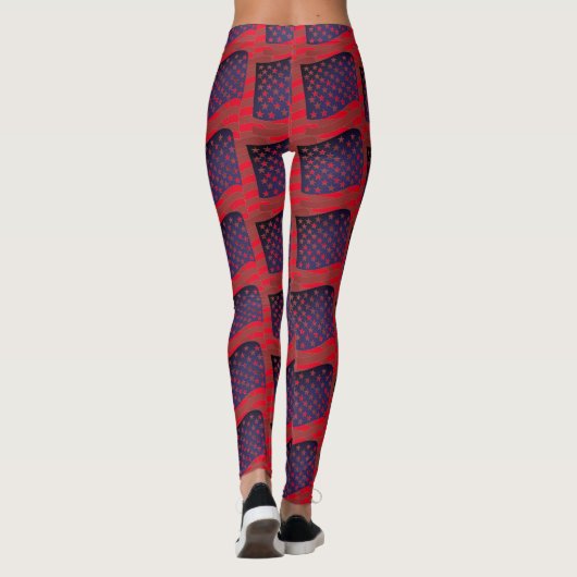 Abstracte Vlag Patriottische Fun Lady Leggings (Achterkant)