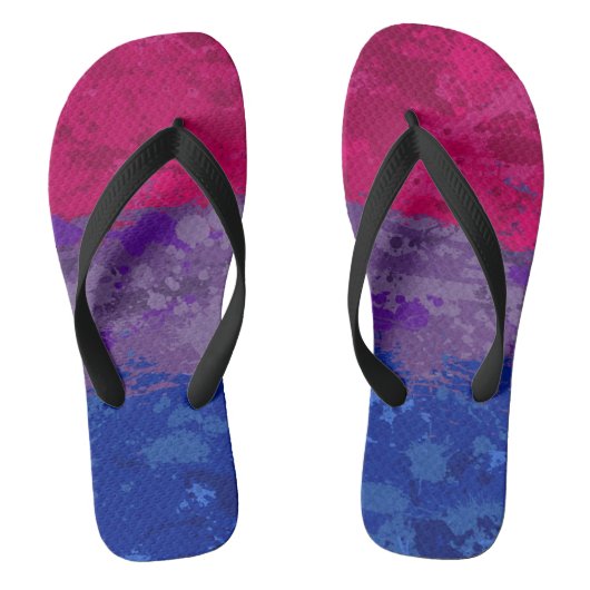 Abstracte vlag van verf Splatter Bisexual Pride Teenslippers (Voetbed)