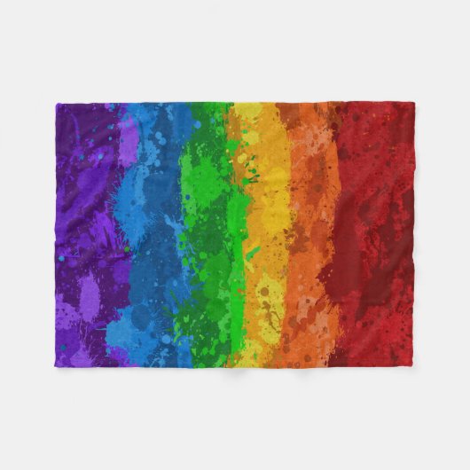 Abstracte vlag van verf Splatter LGBTQ Pride Rainb Fleece Deken (Voorkant (Horizontaal))