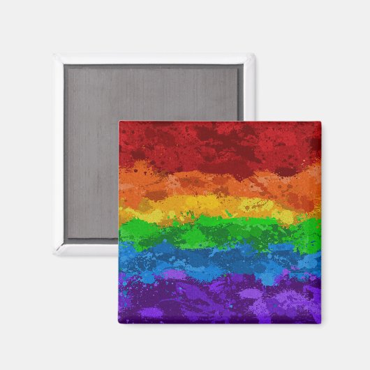 Abstracte vlag van verf Splatter LGBTQ Pride Rainb Magneet (Voorkant / Achterkant)
