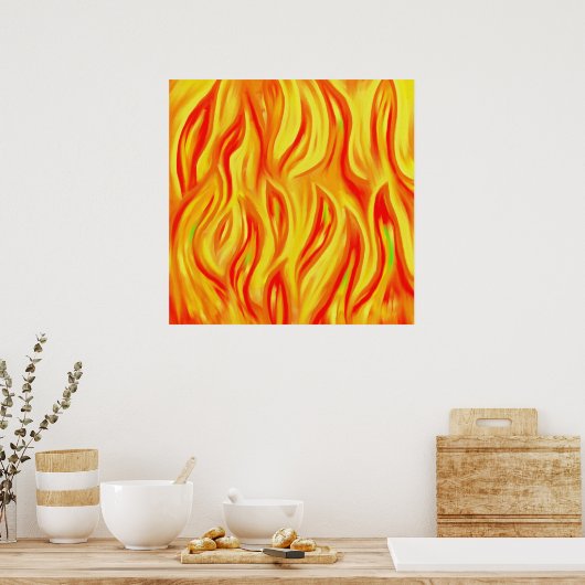 Abstracte vlammen poster (Keuken)