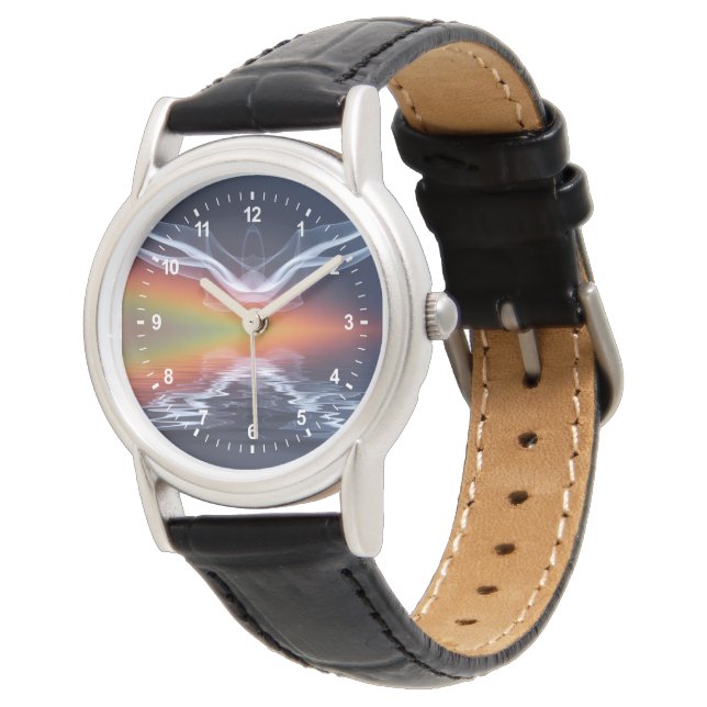 Abstracte vleermuis silhouet horloge (Gekanteld)
