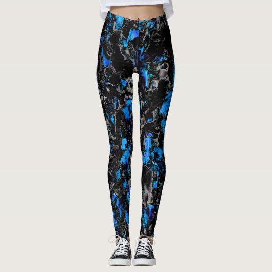 Abstracte vleermuisvleugels boven gekleurde turquo leggings (Voorkant)