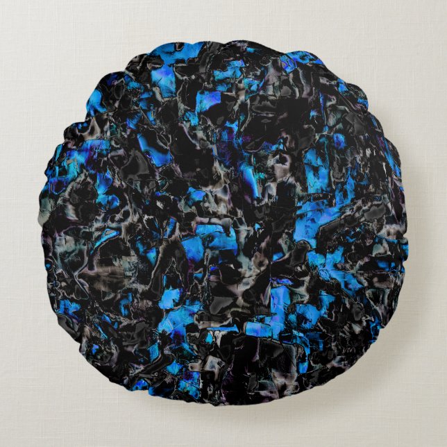 Abstracte vleermuisvleugels boven gekleurde turquo rond kussen (Voorkant)