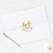 Abstracte vlinder artistieke moderne bruiloft Stic Ronde Sticker (Envelop)