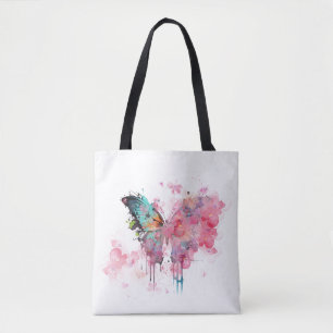 Abstracte Vlinder Creatieve Waterverf Natuur Boho Tote Bag