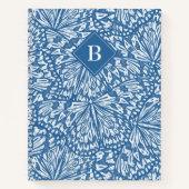 Abstracte Vlinder Dier Print Monogram Blauw Notitieboek (Voorkant)