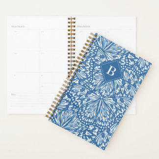 Abstracte Vlinder Dier Print Monogram Blauw Planner