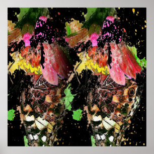 Abstracte Vlinder Kleurrijk Mixed Media Vlinder  Poster