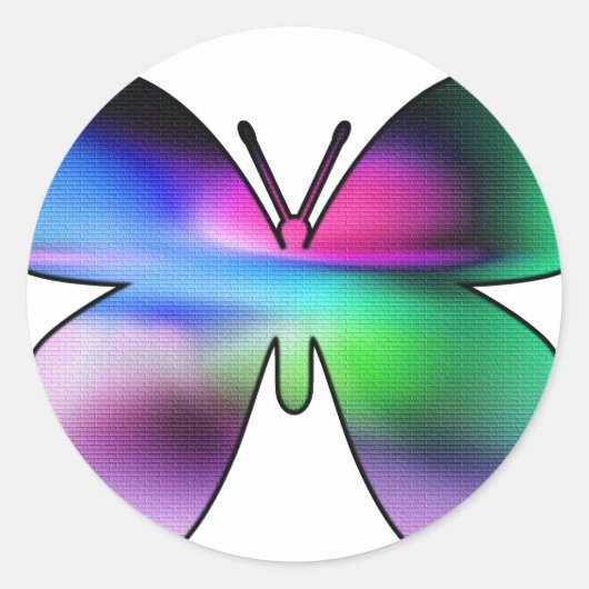 Abstracte vlinder kleurrijk ronde sticker (Voorkant)