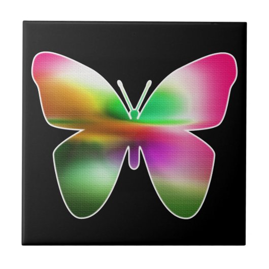 Abstracte vlinder kleurrijk tegeltje (Voorkant)