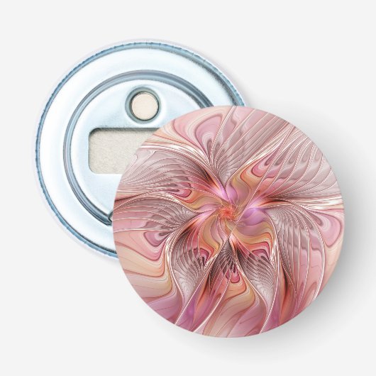 Abstracte Vlinder Kleurrijke Fantasie Fractale Kun Button Flesopener (Voorkant)