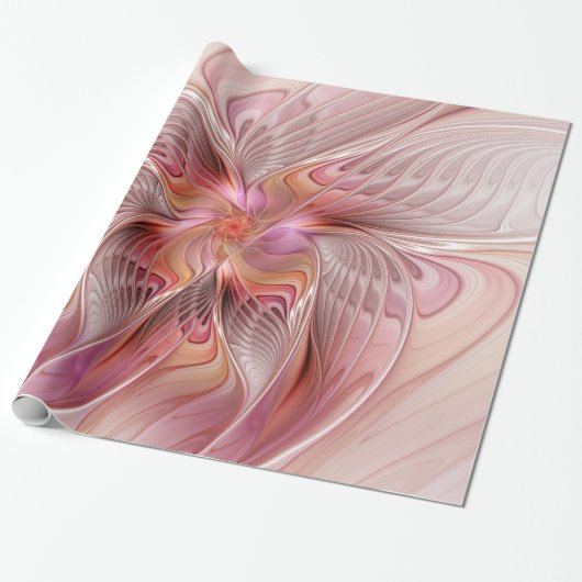 Abstracte Vlinder Kleurrijke Fantasie Fractale Kun Cadeaupapier (Uitgerold)