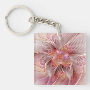 Abstracte Vlinder Kleurrijke Fantasie Fractale Kun Sleutelhanger