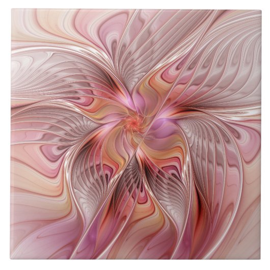 Abstracte Vlinder Kleurrijke Fantasie Fractale Kun Tegeltje (Voorkant)