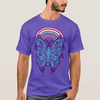 Abstracte vlinder met kleurrijke regenboog t-shirt