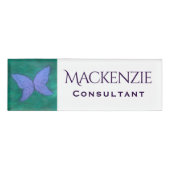 Abstracte vlinder | Modern Blue Paarse Wings Naambadge (Voorkant)