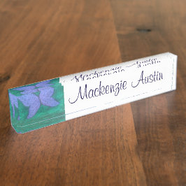 Abstracte vlinder | Modern Blue Paarse Wings Naambordje