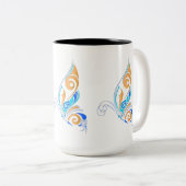 Abstracte vlinder tweekleurige koffiemok (Voorkant rechts)
