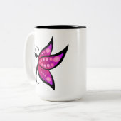 Abstracte vlinder tweekleurige koffiemok (Voorkant links)