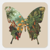Abstracte vlinder vierkante sticker (Voorkant)
