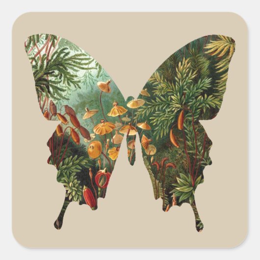Abstracte vlinder vierkante sticker (Voorkant)