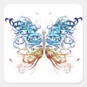 Abstracte vlinder vierkante sticker (Voorkant)