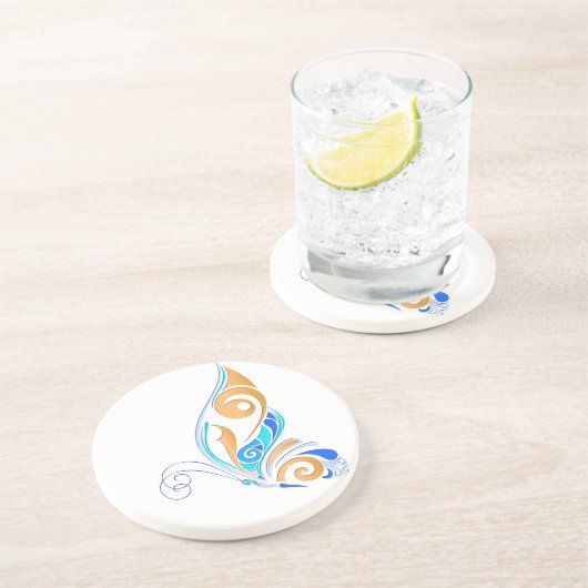 Abstracte vlinder zandsteen onderzetter (Zijkant)