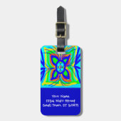 Abstracte vlinderbloem Kinder Doodle Blauwgroen Li Bagagelabel (Voorkant verticaal)