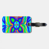 Abstracte vlinderbloem Kinder Doodle Blauwgroen Li Bagagelabel (Achterkant horizontaal)