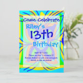 Abstracte vlinderbloem Kinder Doodle Blauwgroen Li Kaart (Staand voorkant)