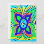 Abstracte vlinderbloem Kinder Doodle Blauwgroen Li Kaart (Achterkant)