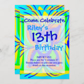 Abstracte vlinderbloem Kinder Doodle Blauwgroen Li Kaart (Voorkant / Achterkant)