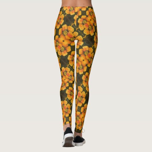 Abstracte vlinderbloemkolf op basis van rozen blad leggings (Achterkant)