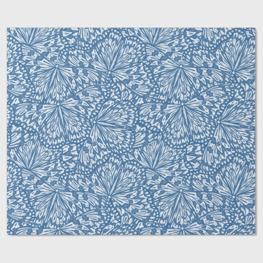 Abstracte vlinderdierenprint in blauw cadeaupapier (Vlak)