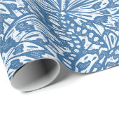 Abstracte vlinderdierenprint in blauw cadeaupapier (Rol Hoek)