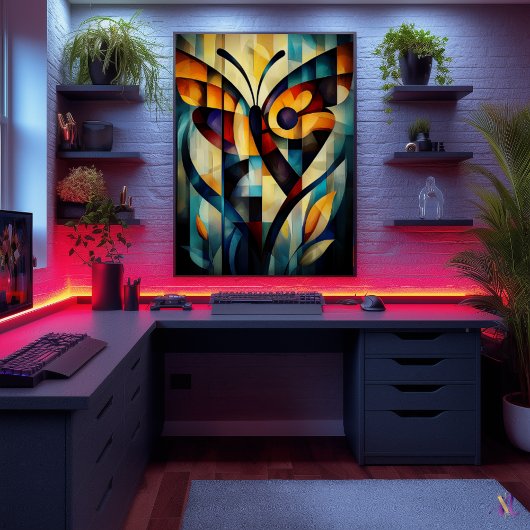 Abstracte vlinderkunst - geometrische Natuur ontwe Poster