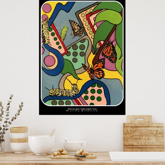 Abstracte vlinderschilderij uit de middeleeuwen op poster (Keuken)