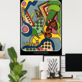 Abstracte vlinderschilderij uit de middeleeuwen op poster (Thuiskantoor)