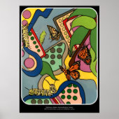 Abstracte vlinderschilderij uit de middeleeuwen op poster (Voorkant)