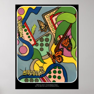 Abstracte vlinderschilderij uit de middeleeuwse mi poster