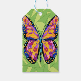 Abstracte vlinderschildering cadeaulabel