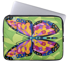 Abstracte vlinderschildering laptop sleeve