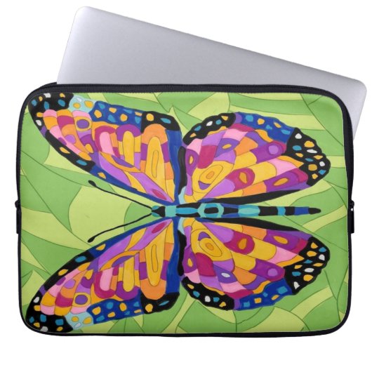 Abstracte vlinderschildering laptop sleeve (Voorkant)