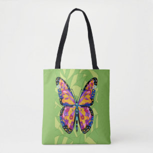 Abstracte vlinderschildering tote bag